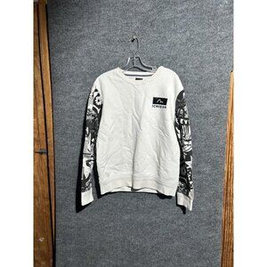 Evisu Sweatshirt Mens Medium White Ichiban Graphic Sleeve Crewneck Fleece Logo